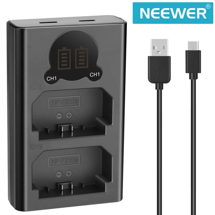 Neewer Dual USB Charger for Sony NP-FZ100 Battery, Comp