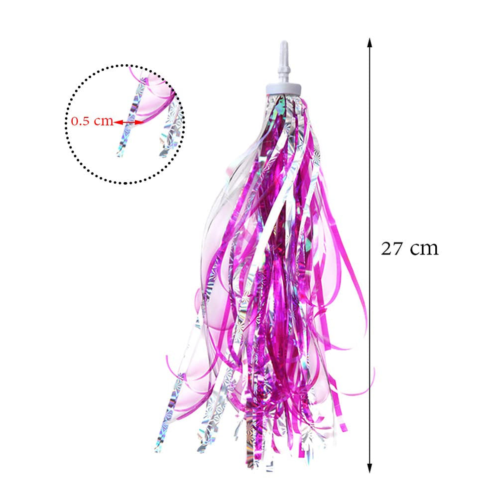 DELIGHTBOX Kids Bicycle Bike Handlebar Scooter Streamers Sparkle Tassel Ribbon for Girls Boys Hot Pink