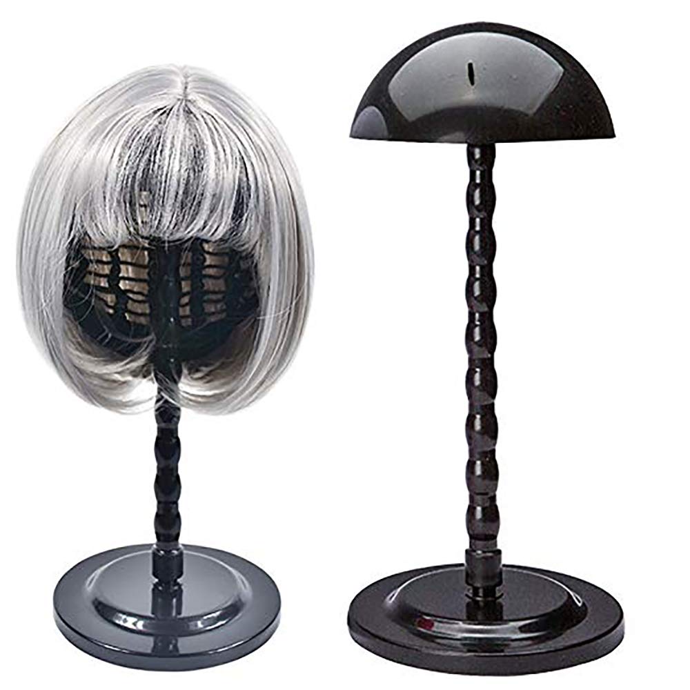 Wig Stand Plastic Hat Display Wig Head Holders Mannequin Head/Stand Portable Wig Stand Use Hat For Styling Drying Display Black Plastic Wig Stand (Black)