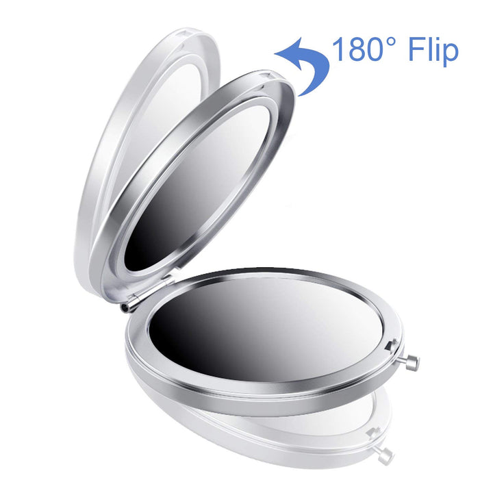 Dynippy Compact Mirror Round Silver Makeup Mirror for P