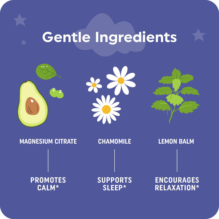 Magnesium Calming Gummies for Children's Relaxation & Natural Wake-Sleep Cycles | Relaxing Magnesium for Kids with Chamomile & Lemon Balm | Non-GMO Gluten-Free, Third-Party Tested | Calm Gummies 60ct