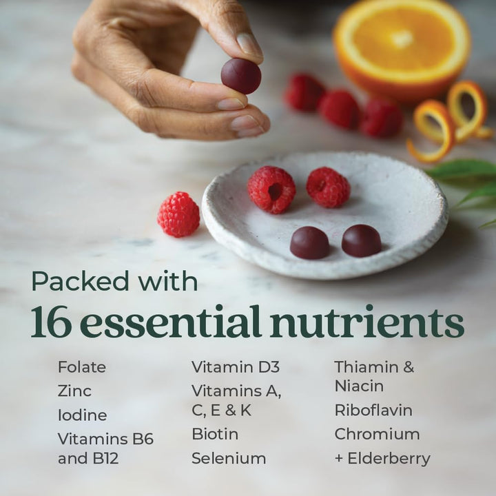 Women’s 50+ Multivitamin Gummies – 66% Less Sugar, Women’s Healthy Aging Gummy Vitamins with Vitamin C, B Vitamins &amp; Zinc, Non-GMO, Gluten Free, Berry Citrus Flavored, 90 ct