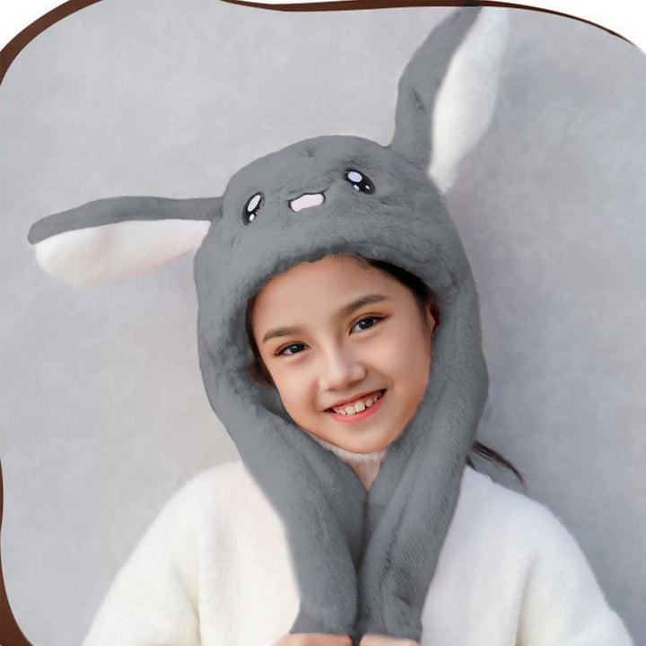 Bunny Hat with Moving Ears for Women, Gray Rabbit