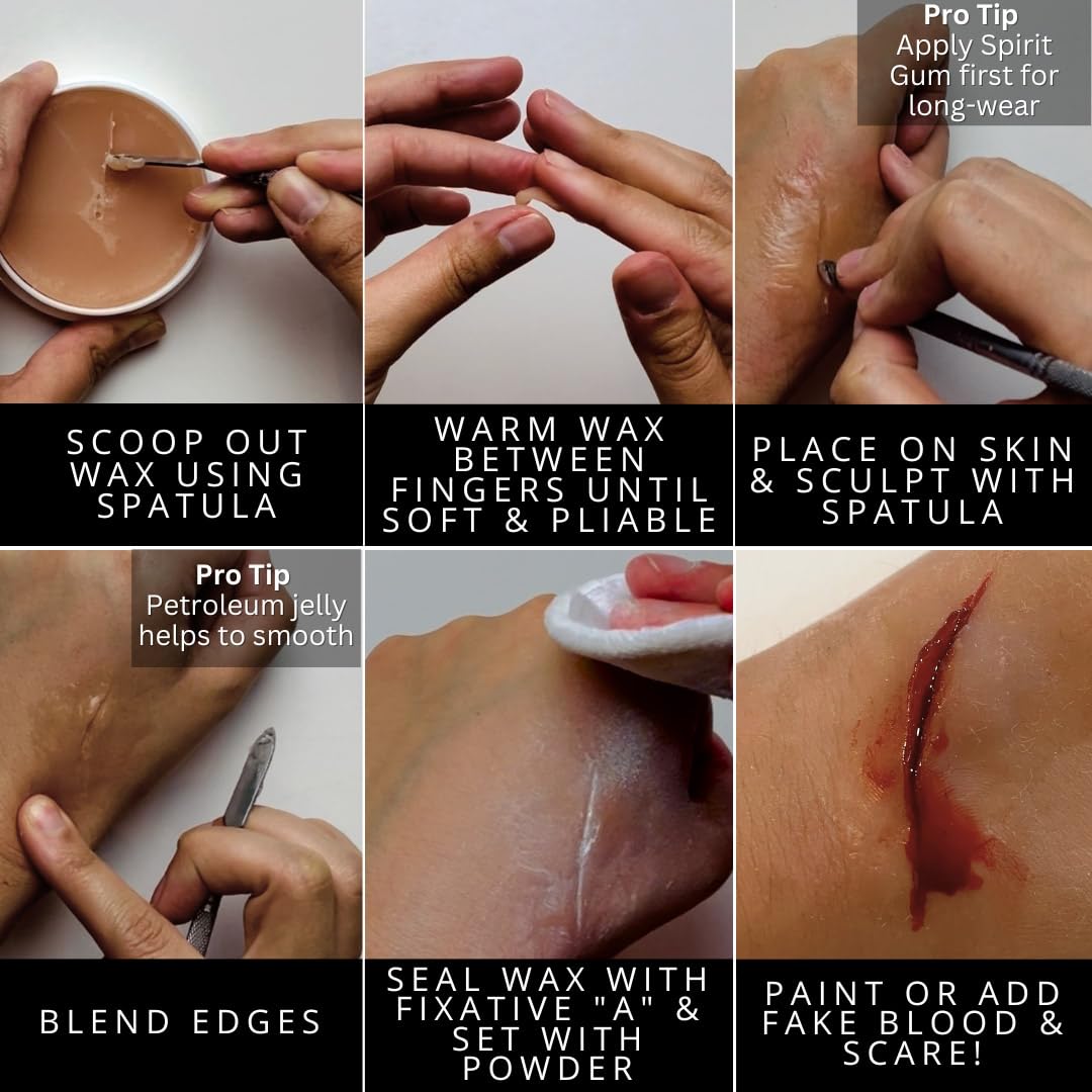 Makeup SynWax | Firm Modeling Wax for Special FX | Scar Wax SFX Makeup For Fake Scars, Fake Wounds, &amp; Halloween Effects 1.5 oz (42 g)