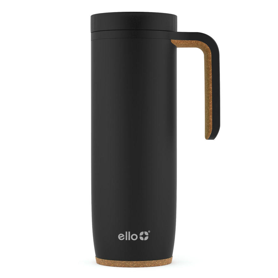 Magnet 18oz Vacuum Insulated Stainless Steel Travel Mug with Side Handle and Leak-Proof Slider Lid and Built-in Coaster, Keeps Hot for 5 Hours, Perfect for Coffee or Tea, BPA-Free, Matte Black