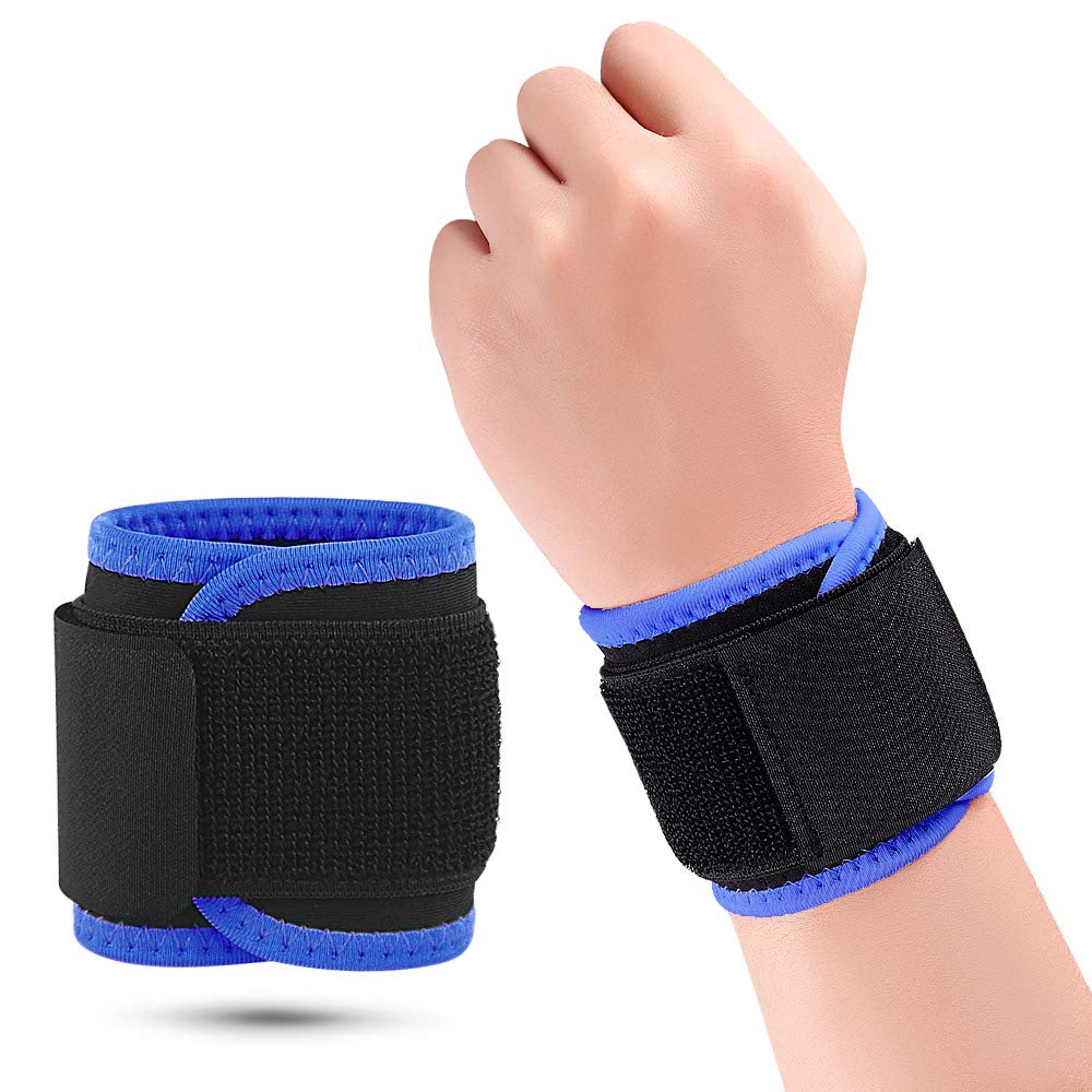 Wrist Brace Compression Wrist Strap Support Wrists forfor Men &amp; Women, Youth &amp; Elderly, Boys&amp; Girls, One Size Adjustable, Sports Wristband (Blue)