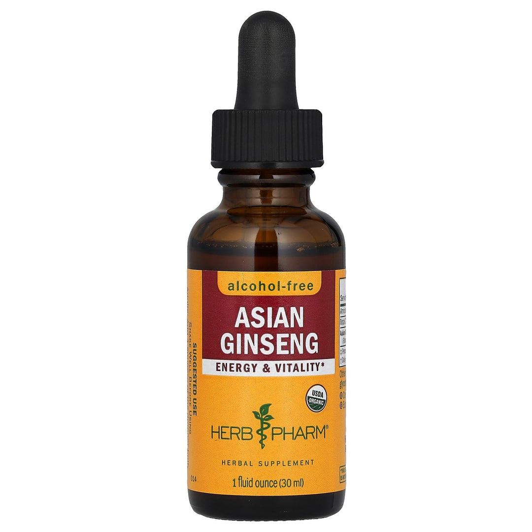 Asian (Panax) Ginseng Liquid Glycerite for Energy and Stamina, Alcohol-Free Glycerite, 1 Oz