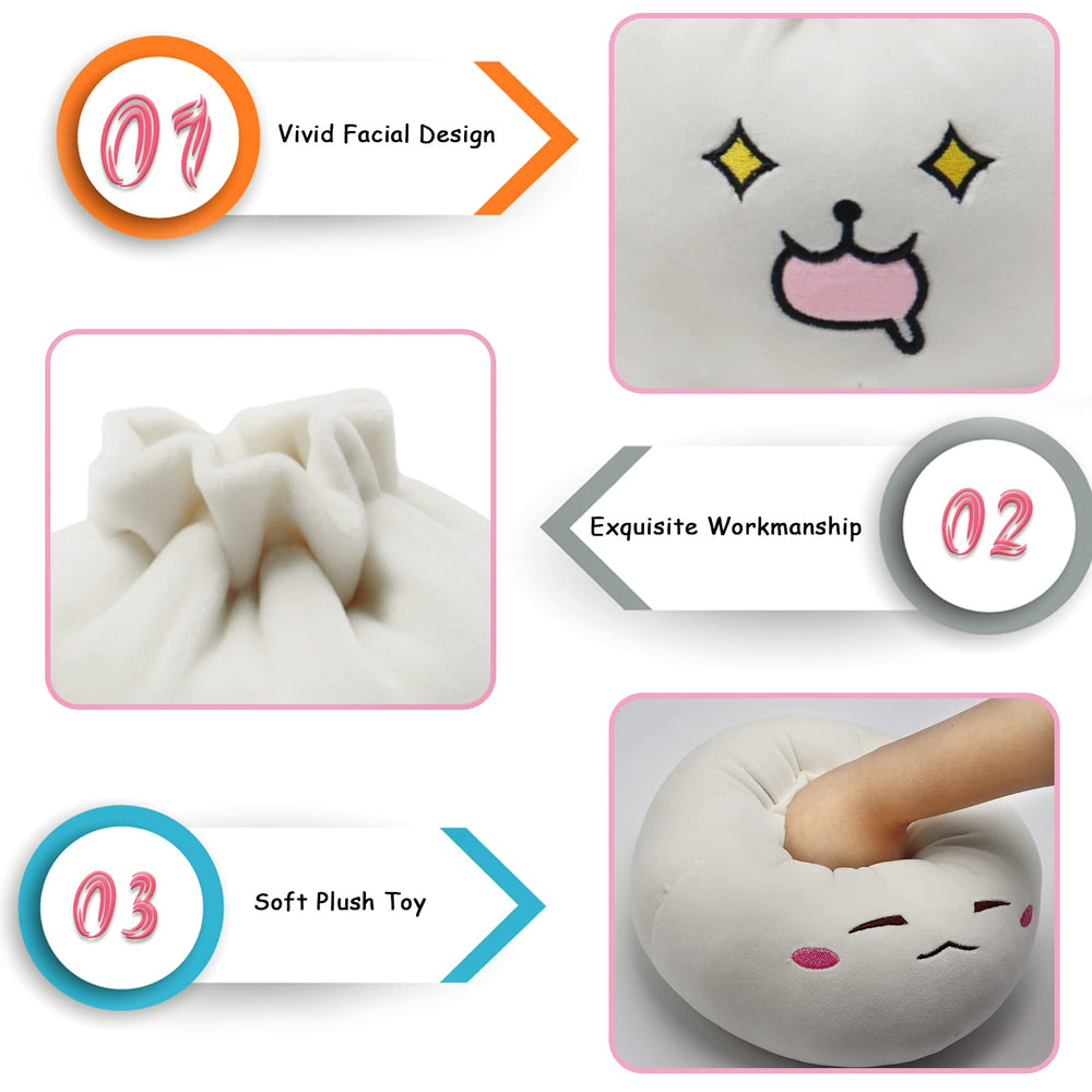 Dumpling Plush Food Soup Dumpling Plushie Cute Buns Dumpling Stuffed Plush Pillow Simulation Squeezing Soft Toy for Sleeping Birthday Home Decoration 9.8…