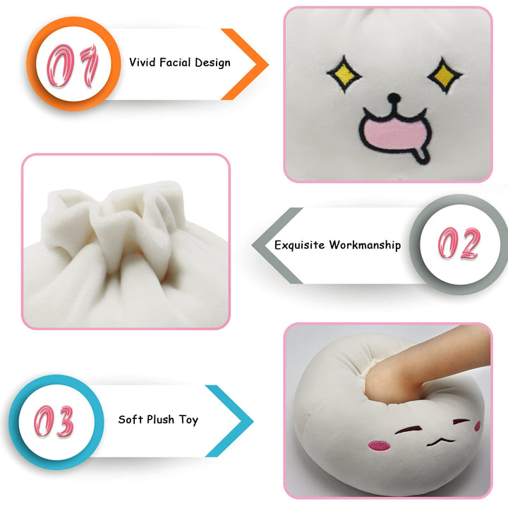 Dumpling Plush Food Soup Dumpling Plushie Cute Buns Dumpling Stuffed Plush Pillow Simulation Squeezing Soft Toy for Sleeping Birthday Home Decoration 9.8…