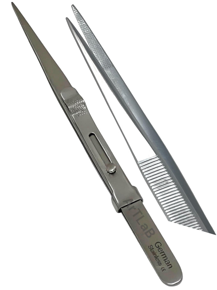 Gem and Diamond Stone Tweezers Locking Jewelry Tweezer Slide Lock Fine tip German