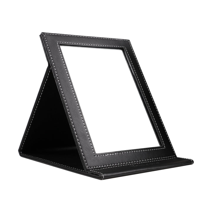 Folding Mirror Portable Travel PU Portable Adjustable Rectangular Ultrathin Vanity Mirror with Stand, for Travel, Camping,Home