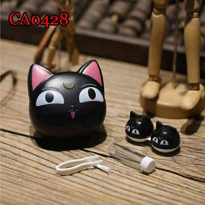 Cute Cat Shaped Contact Lens Case Mini Travel Simple Co