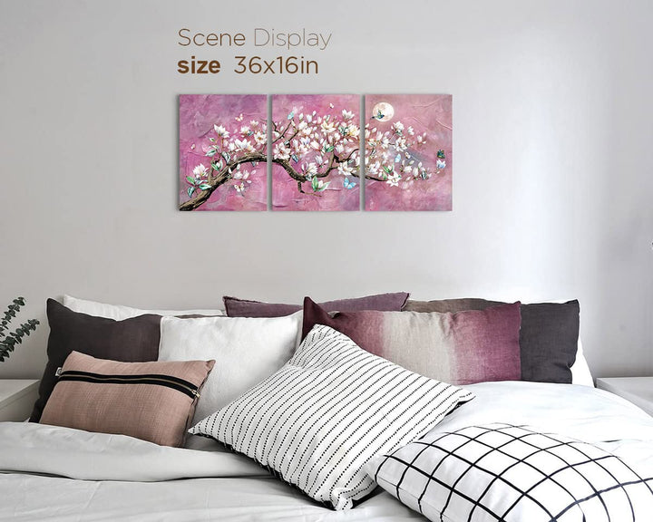 RAMEER Cherry Blossom Wall Art Floral Wall Decor Living