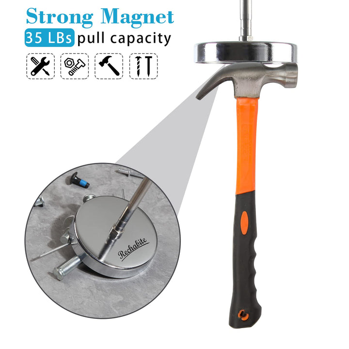 Telescoping Magnetic Sweeper Pickup Tool, Screws Parts Finder with 35LB Pull Capacity, Retractable 8.6 to 33 with Strong Magnet, Pick up Nails, Screws, and Metal Parts