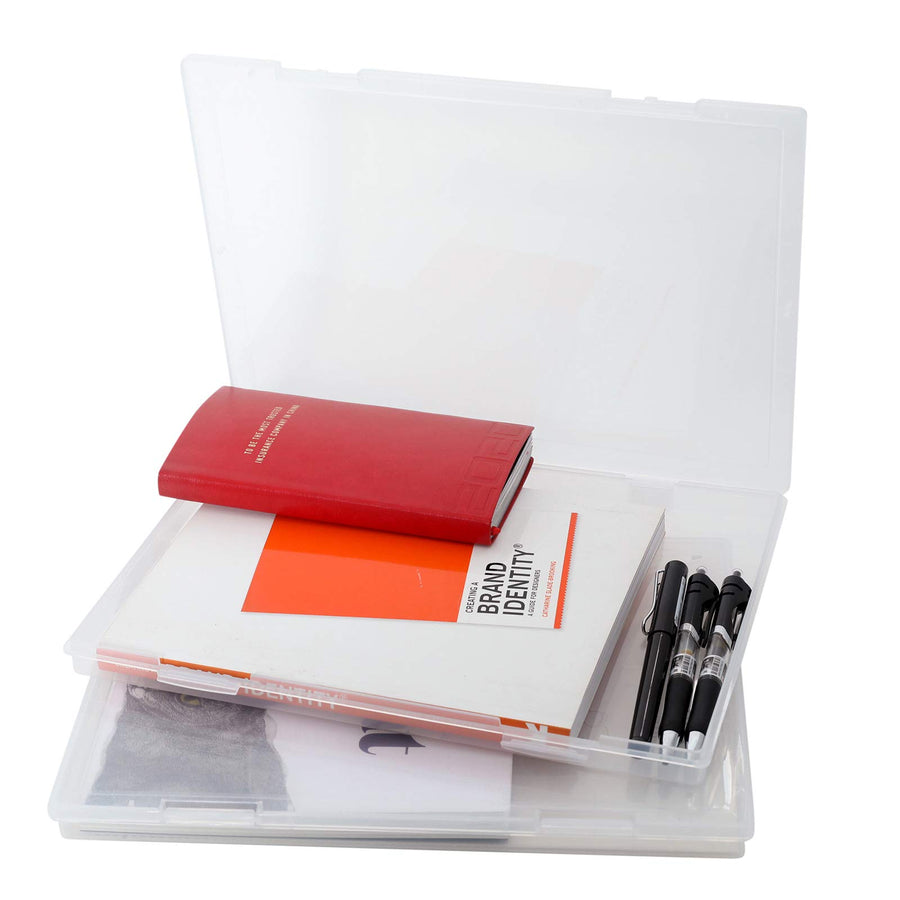 2 PCS - Clear A4 File Box Clear Plastic Paper Organizer Transparent Plastic Case Document Box Paper Protector Desk Paper Organizers Case Office Supplies Holder Storage Magazine Organizer