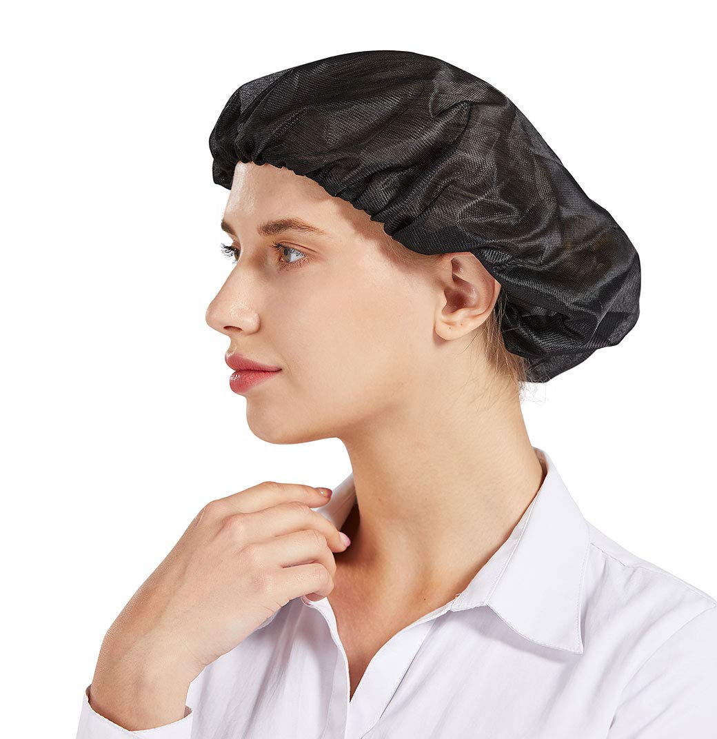 5Pcs Bouffant Caps,Food Service Hair Nets,Hair Head Cover Net for Factory, Kitchen, Factory Warehouse Worker CF9047 (Black, One Size)