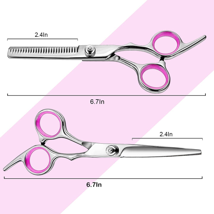Hair Cutting Scissors Thinning Shears- Professional Barber Sharp Hair Scissors Hairdressing Shears Kit with Haircut Accessories in Leather Case for Cutting Styling Hair for Women Men Pet