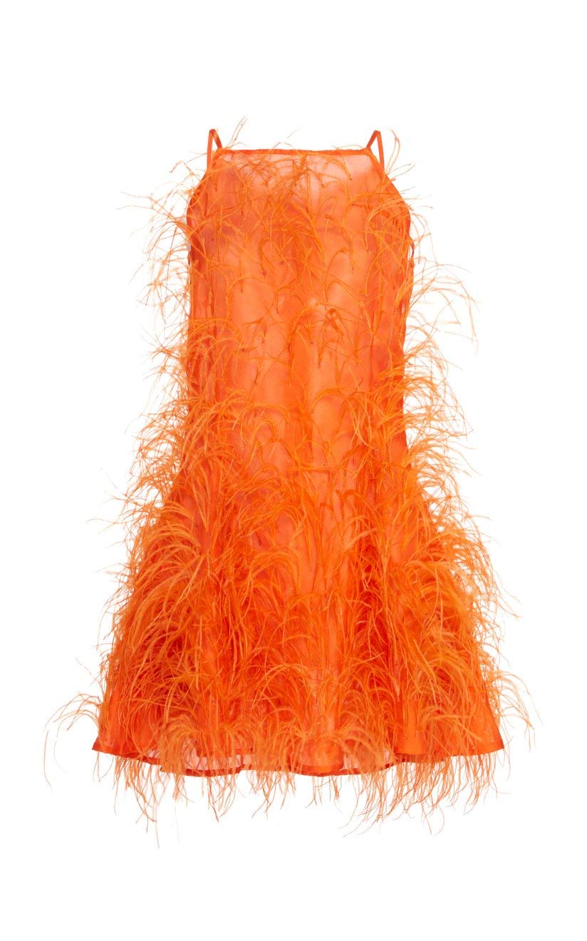 AWAYTR Ostrich Feather Trim Fringe - Satin Ribbon Dress