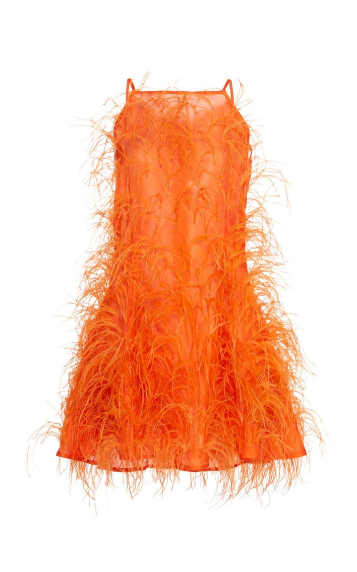 AWAYTR Ostrich Feather Trim Fringe - Satin Ribbon Dress