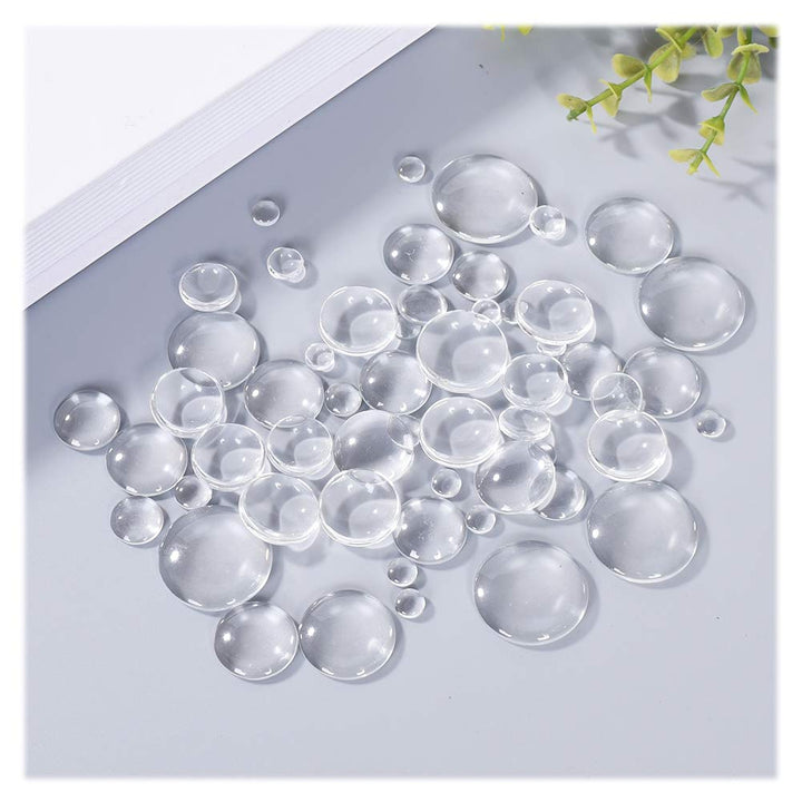 100 Pieces Clear Glass Cabochons Round Transparent Cabochons Tiles for DIY Craft Jewelry Making, Non-calibrated Dome Cabochon for Photo Pendants Necklaces