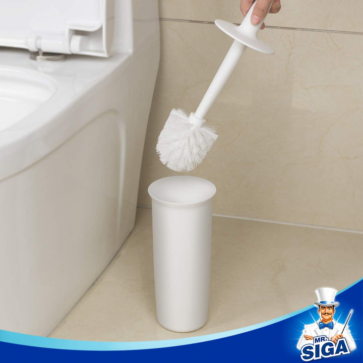 MR.SIGA Toilet Bowl Brush and Holder for Bathroom, Whit