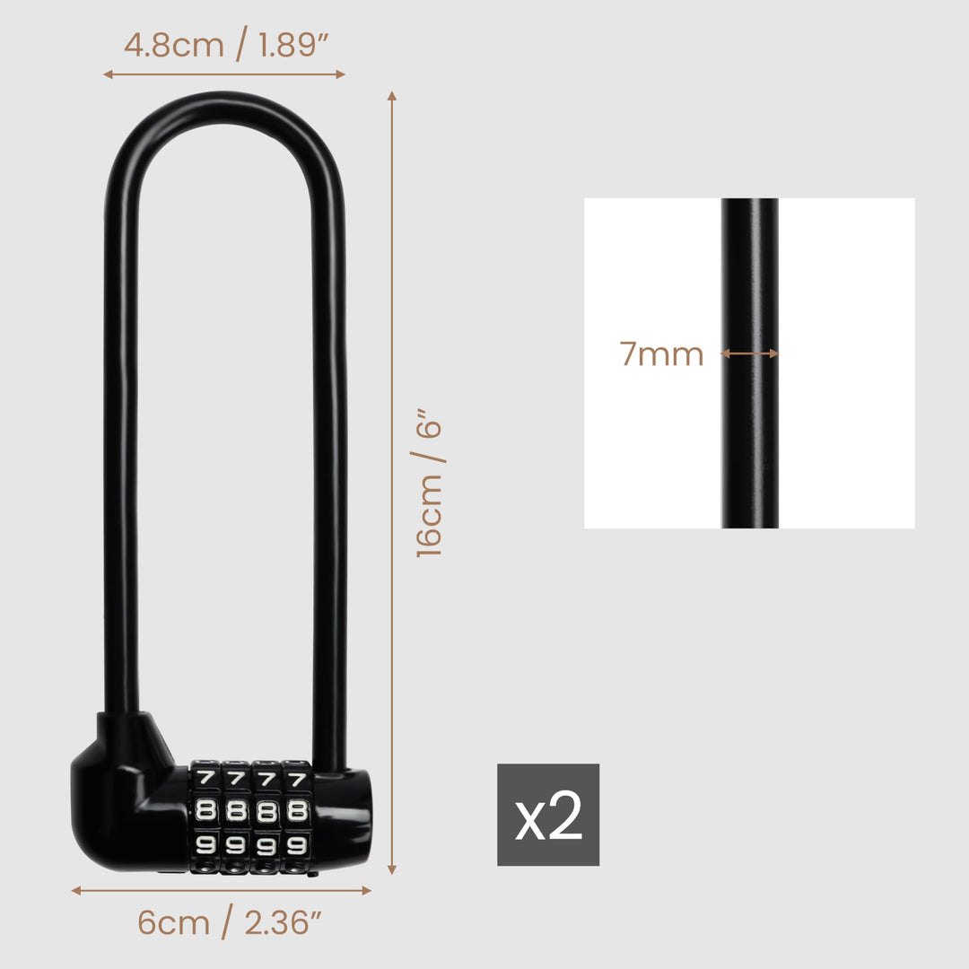 4 Digit Combination Padlock - 16cm/6 inch with Long Shackle - Heavy Duty Outdoor Waterproof Lock with Resettable Code - Pad Lock for Bicycles, Gates, Mountain Bike, Gym, School, Shed &amp; Lockers