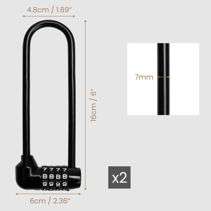 4 Digit Combination Padlock - 16cm/6 inch with Long Shackle - Heavy Duty Outdoor Waterproof Lock with Resettable Code - Pad Lock for Bicycles, Gates, Mountain Bike, Gym, School, Shed &amp; Lockers