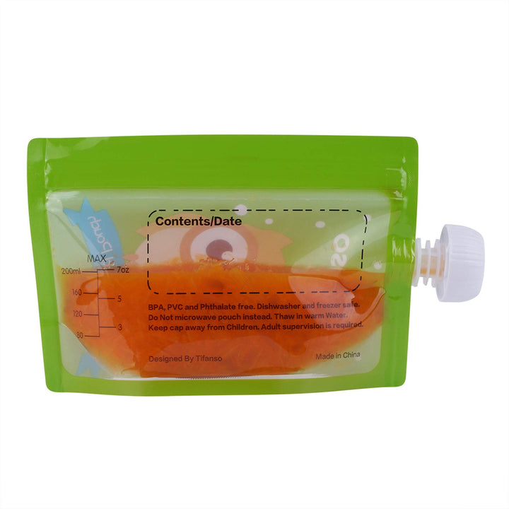 12 Pack 7 oz Reusable Baby Food Pouches - Reusable Pouches for Baby Food - Refillable Squeeze Pouches for Homemade Organic Toddler Kids Food, Washable Freezer Safe