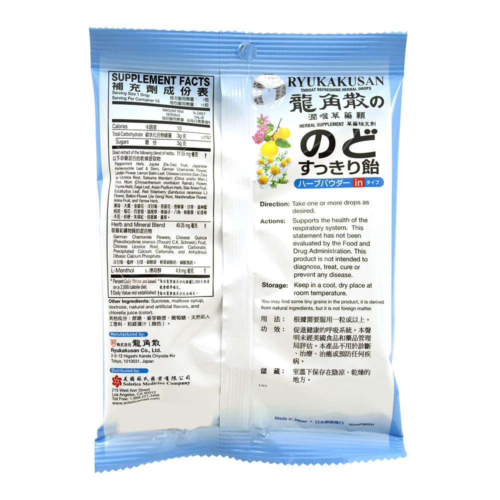 NEW!!!! Ryukakusan mint flavored Medicated Drops Candy 
