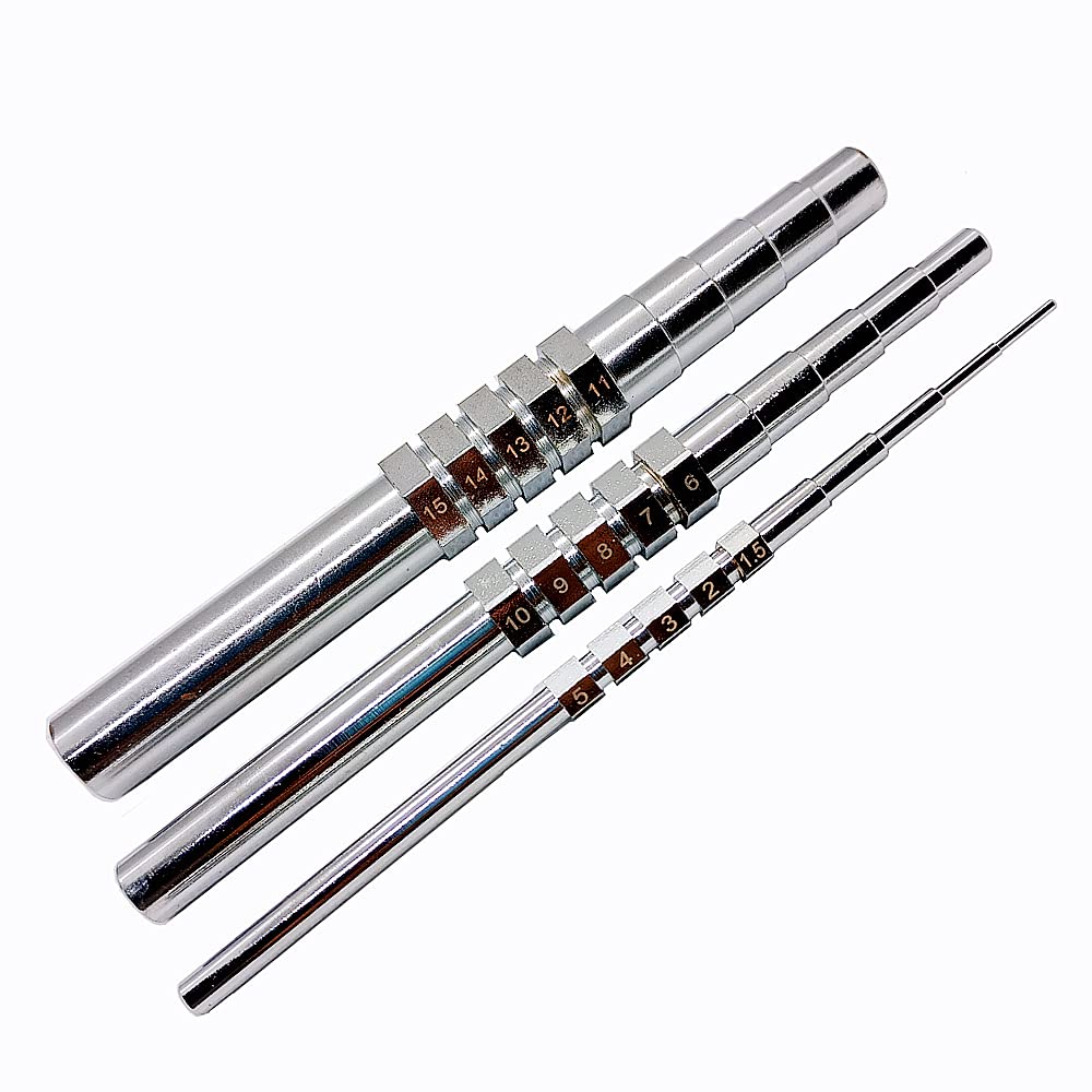 MMoon-L&amp;F Wire Looping Wrapping Step Mandel Steel Round Bead Working Loop Jump Ring Metal Jewelry Forming Tool with 3pcs and 15 Sizes