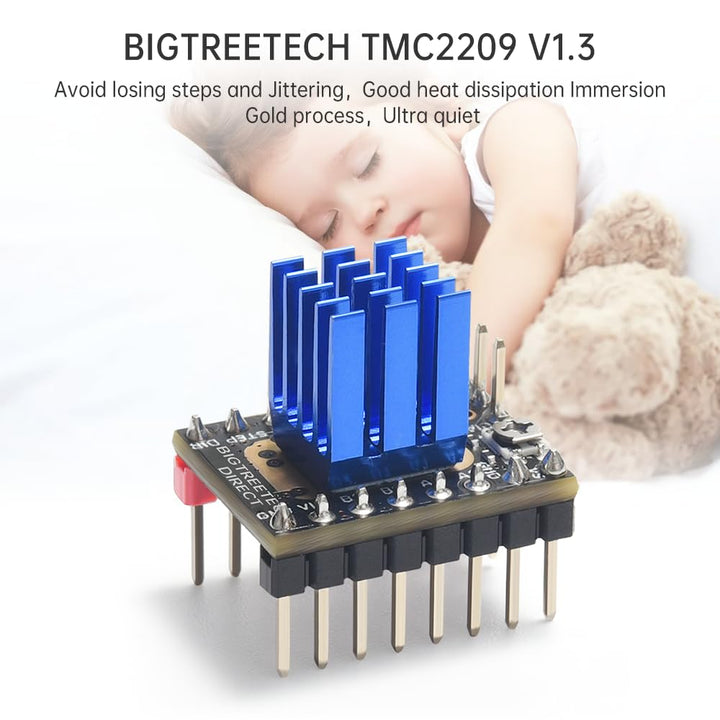 BIGTREETECH TMC2209 V1.3 UART Stepper Motor Driver Module VS TMC2100 TMC2130 for Octopus V1.1/Octopus Pro/SKR V1.4 Turbo/SKR 3/Manta M8P/M4P/M5P 3D Printer Controller Board 1Pc