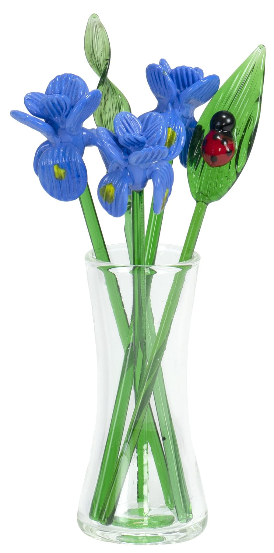 Decorative Glass Lovely Flower Bouquet with Vase, Gift Boxed – Irises