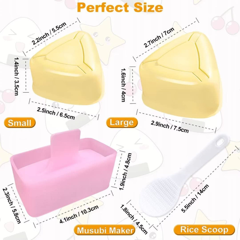 Onigiri Mold, 3 Pack Rice Mold Musubi Maker Kit, Musubi Maker Press, Classic Triangle Rice Ball Mold Maker Sushi Mold for Kid Lunch Bento, Home DIY