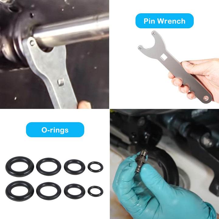 HS5157 Front Mount Hydraulic Steering Cylinder Seal Kit with O-rings &amp; Pin Wrench Compatible with Seastar HC5340, HC5341, C5348, HC5358, HC5365, HC5375, HC6755 etc.