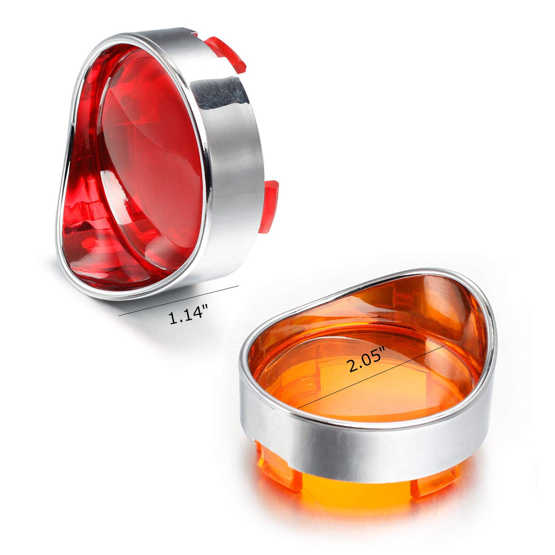 Turn Signal Lens Cover with Chrome Visor Compatible with Harley Dyna Fatboy Softail Road Glide