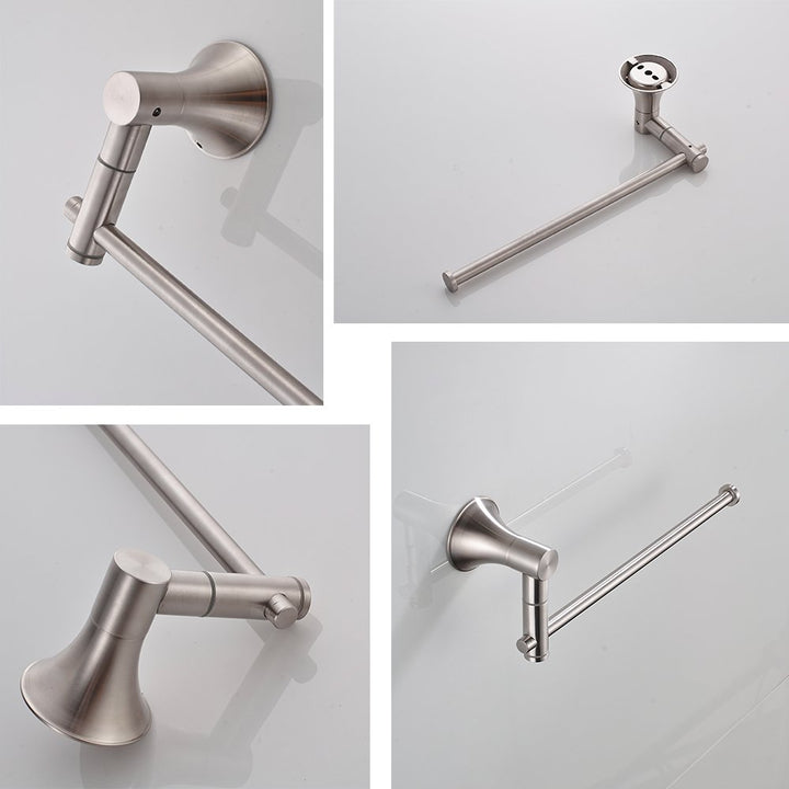 SUS304 Stainless Steel Single Hand Towel Bar 10 Inch with Swing Out Arm, Hotel Style Towel Holder Ring for Bathroom and Kitchen, 360 Degree Rotate, Wall Mounted with Screws, Brushed Nickel Finish