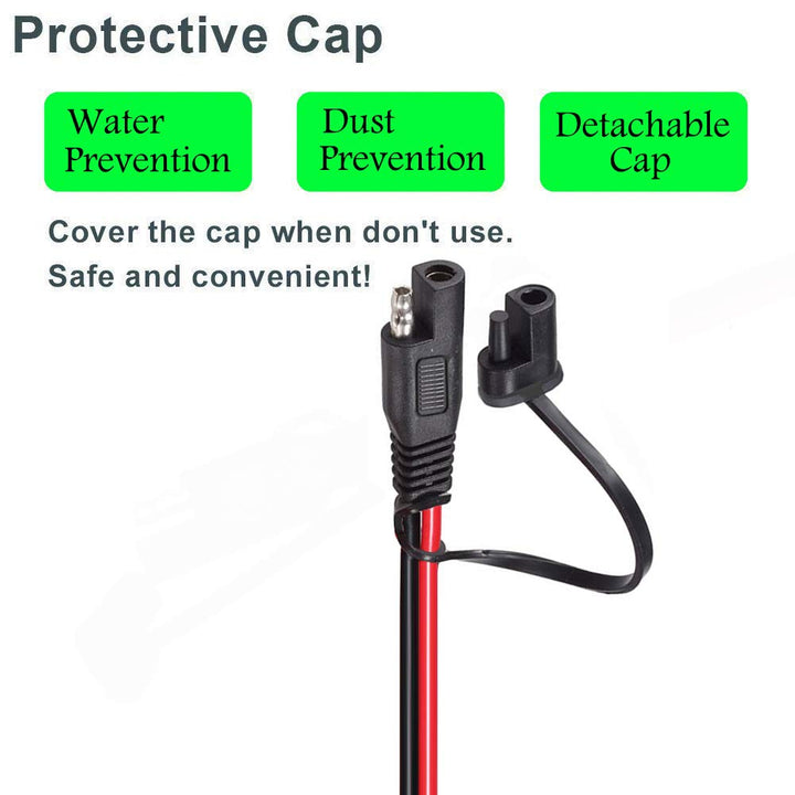 SAE Connector,SAE to O Ring Terminal Harness with 15A Protection Fuse for Safety, 2-Pin Quick Disconnect Plug,SAE Battery Extension Cable with 2FT 10AWG for Motorcycle Cars. (60CM)