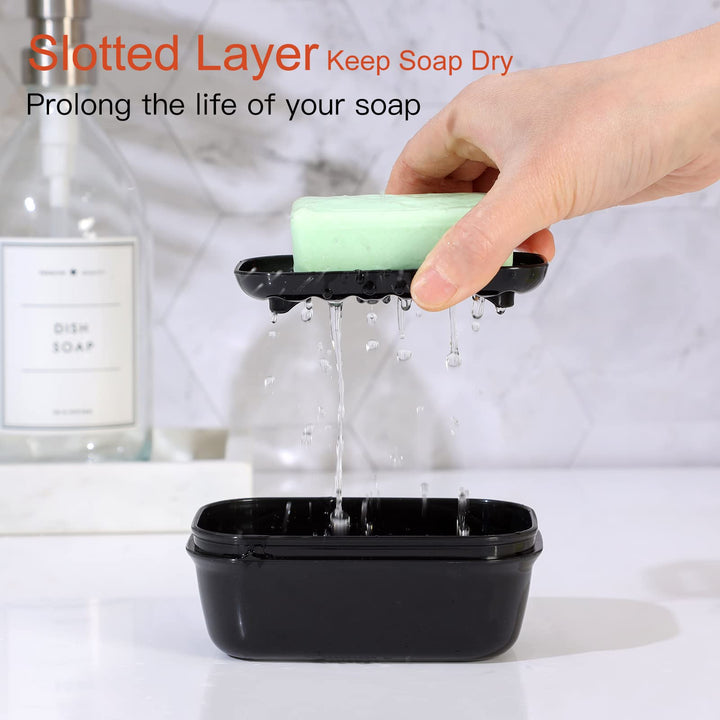 Leakproof Soap Holder 1 Pack, Travel Soap Container with Lid, Travel Size Toiletries, Portable Bar Soap Holder, Soap Box, Soap Dish for Traveling, Camping, Gym, Bathroom, Black