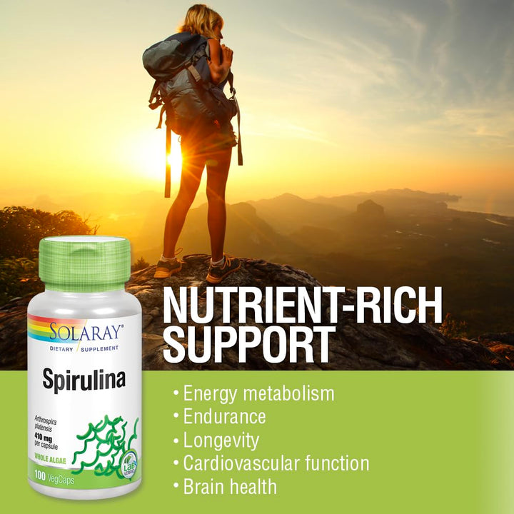 SOLARAY Spirulina 410mg | Algae Superfood Supports Ener
