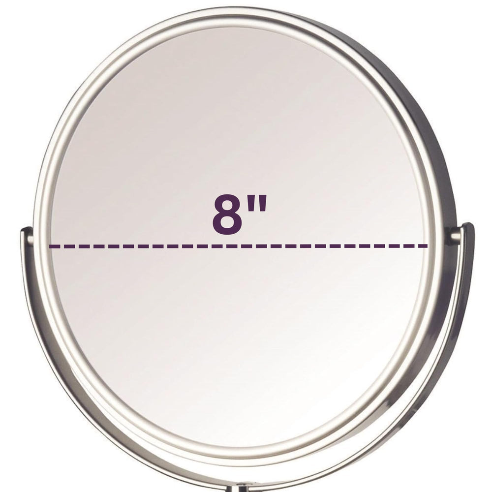 JP7506N 8-Inch Wall Mount Makeup Mirror with 5x Magnification, Nickel Finish