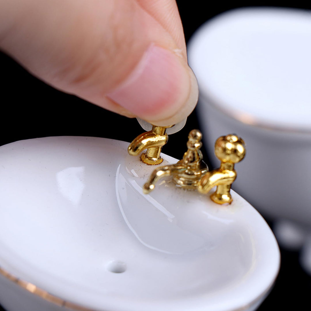 1:12 Dollhouse Miniature Porcelain Bathroom Set 5 PCS W