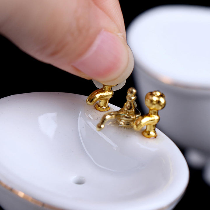 1:12 Dollhouse Miniature Porcelain Bathroom Set 5 PCS W