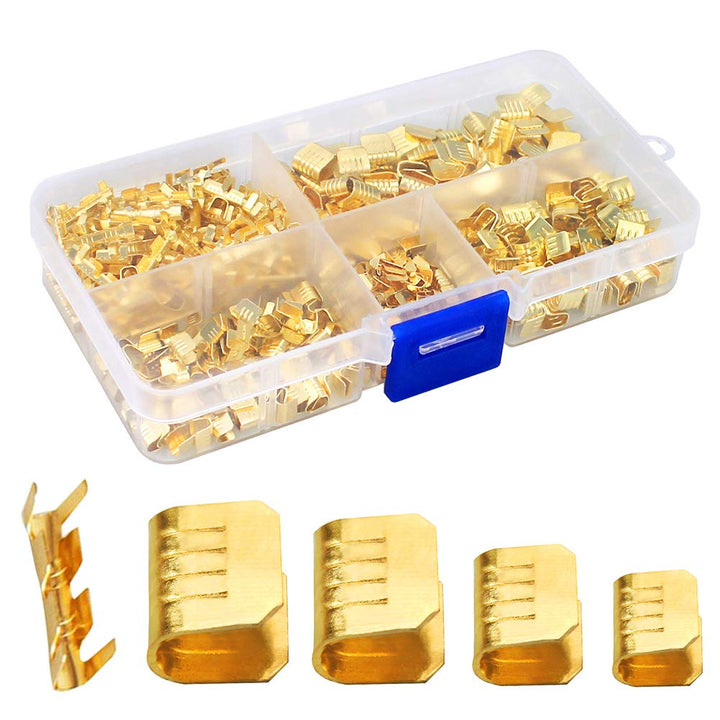 500 Pcs U Shape Copper Ring Terminals Crimp Kit - Non-Insulated Assortment Cable Wire Spade Electric Butt Connector Kit