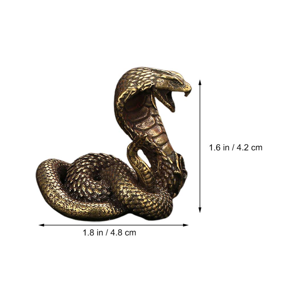 Brass Cobra Snake Statue, Chinese Zodiac Snake Figurine Cobra Sculpture Desktop Adornment Home Decor Collectible 1Pc