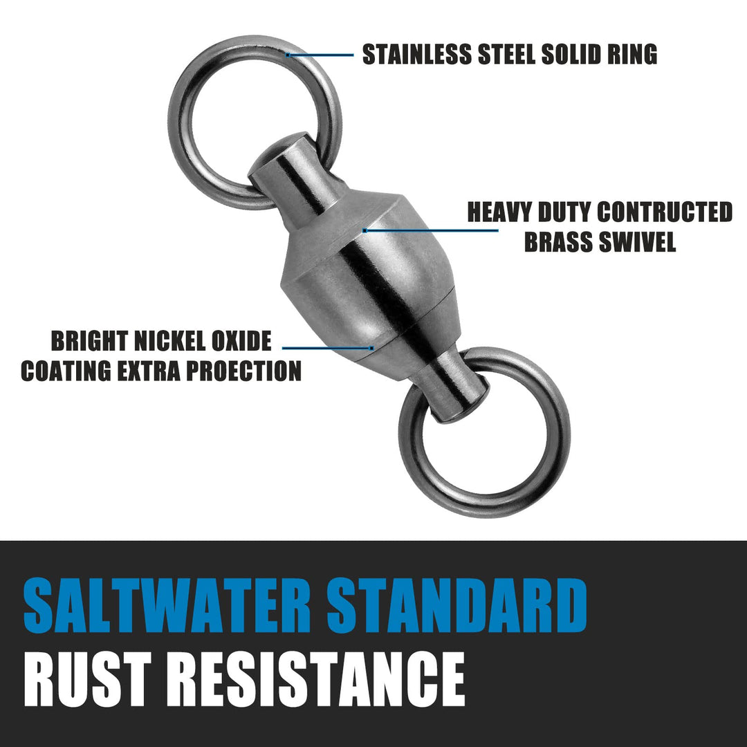 Dr.Fish 20 Pack Ball Bearing Swivels Saltwater Fishing 