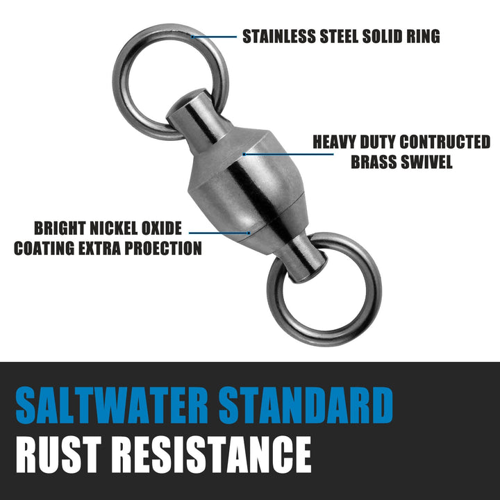 Dr.Fish 20 Pack Ball Bearing Swivels Saltwater Fishing 