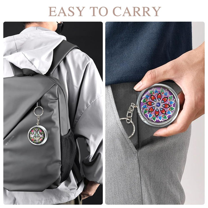 6Packs Portable Pocket Ashtray, Stainless Steel Circular Ashtray, Key Chain with Cigarette Snuffer, Modern Ash Holder for Outdoor Use