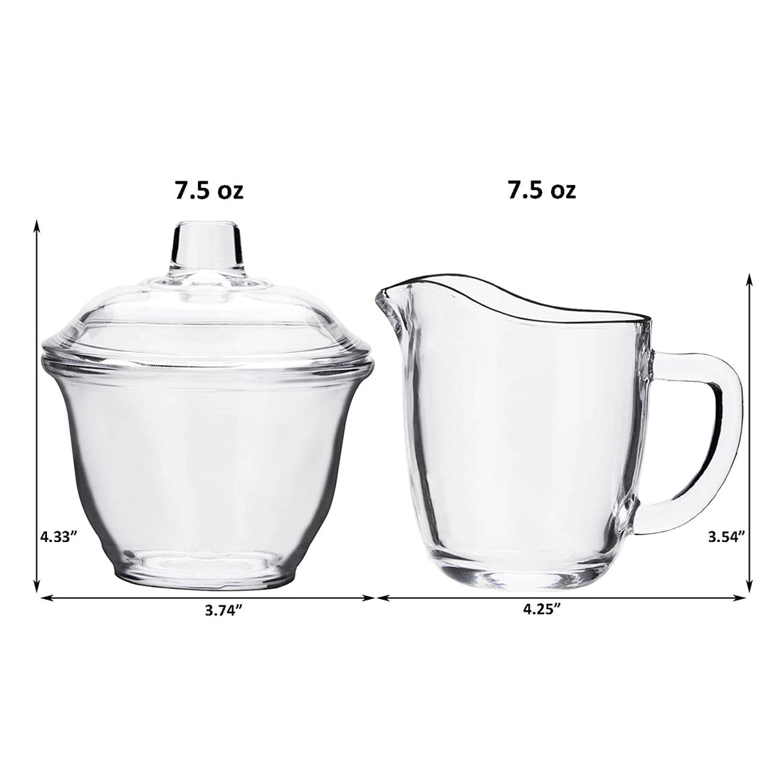 Glass Sugar and Creamer Set for Coffee and Tea, Clear Cream Pitcher and Sugar Bowl with Lid, Cream Jug Sugar Jar, Coffee Serving Set