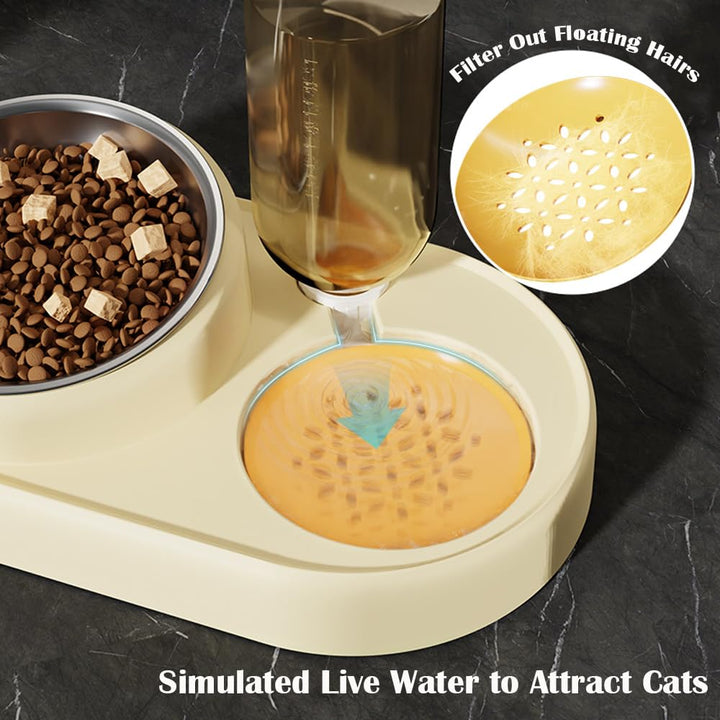 Cat Bowls, Pet Food Bowls, 15° Tilted Cat Bowl for Indoor Cats, Dog Food and Water Bowl Set