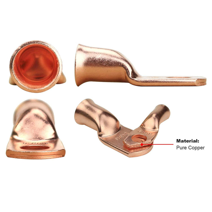10pcs 1 AWG-1/2 Battery Lugs,Copper Wire Lugs,Heavy Duty Battery Cable Ends,Tubular Ring Terminals,AWG Crimp Wire Ring Lugs,Battery Terminal Connectors with 3:1 Heat Shrink Tubing